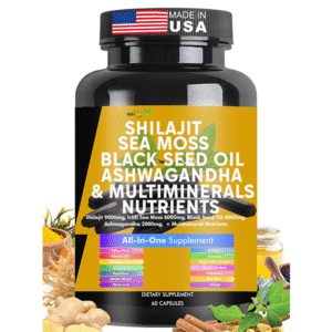 Shilajit Sea Moss Black Seed Oil Ashwagandha Burdock Vitamin C & D3 with Elderberry rhodiola rosea Dandelion Yellow Dock Turmeric ACV